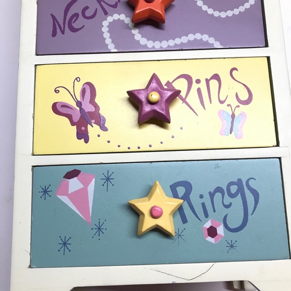 Vintage girls jewelry organizer wood multicolor - Picture 2 of 15